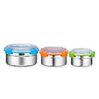 Alternate image 0 for Bruntmor&trade; 3-Piece Stainless Steel Round Food Container Set with Snapping Lids