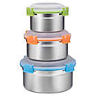 Alternate image 1 for Bruntmor&trade; 3-Piece Stainless Steel Round Food Container Set with Snapping Lids