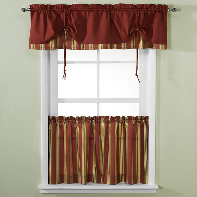 Versa Tie Lisa Stripe Window Curtain, Brown Tie Up Curtains