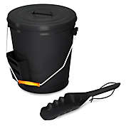Fireplace Ash Bucket with Lid in Black