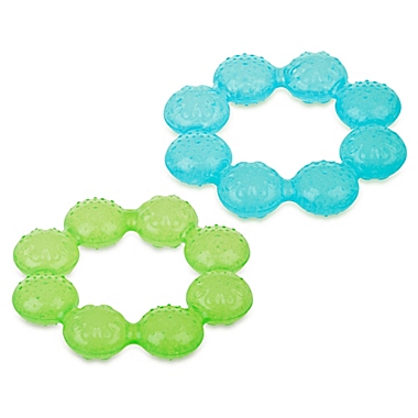 Nuby&trade; IcyBite 2-Pack Soother Ring Teethers in Aqua/Green. View a larger version of this product image.
