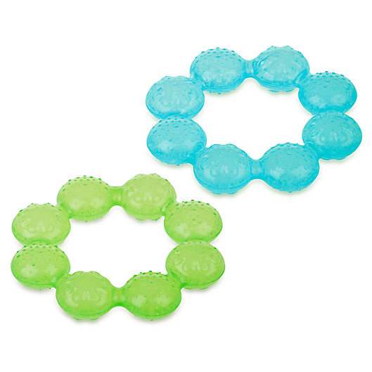 Alternate image 1 for Nuby™ IcyBite 2-Pack Soother Ring Teethers in Aqua/Green