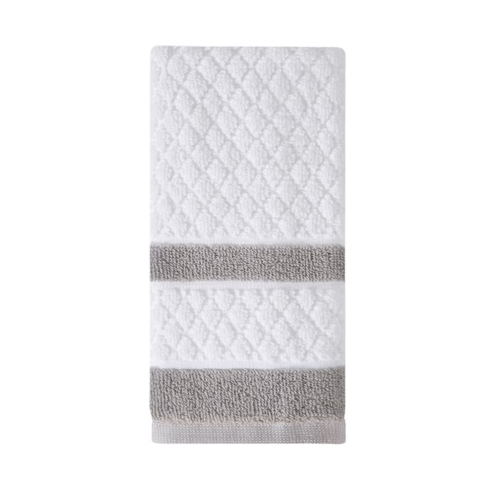 Wamsutta® Hotel Border Fingertip Towel in Grey Bed Bath and Beyond Canada