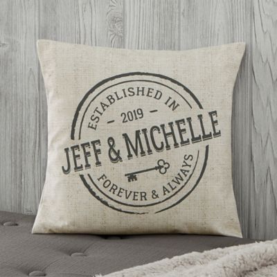 Personalized Established 14-Inch Throw Pillow