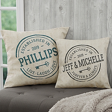 Personalized Established 14-Inch Throw Pillow. View a larger version of this product image.