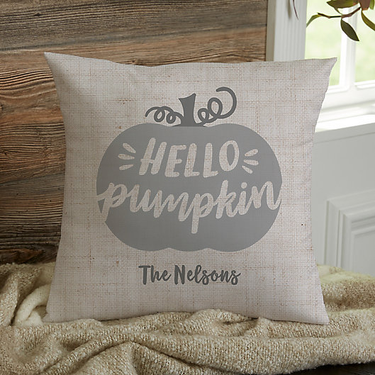 Alternate image 1 for Personalized Hello Pumpkin Throw Pillow