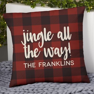 Personalized Cozy Cabin 18-Inch Buffalo Check Throw Pillow