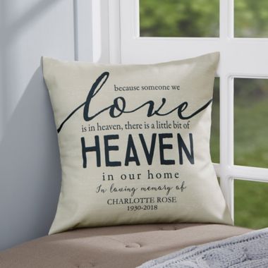 Personalized Heaven In Our Home Memorial Throw Pillow. View a larger version of this product image.