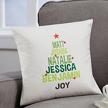 Personalized Christmas Family Tree Throw Pillow. View a larger version of this product image.