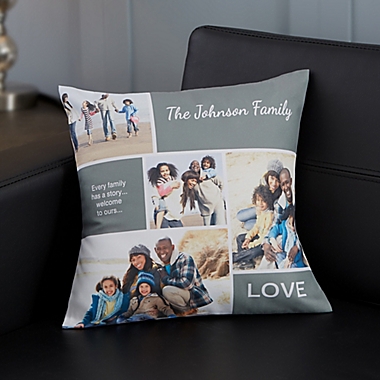 Personalized Family Love Photo Collage Throw Pillow. View a larger version of this product image.