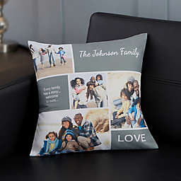 Personalized Family Love Photo Collage 14-Inch Throw Pillow