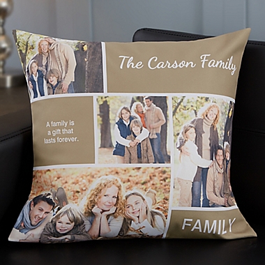 Personalized Family Love Photo Collage 18-Inch Throw Pillow. View a larger version of this product image.