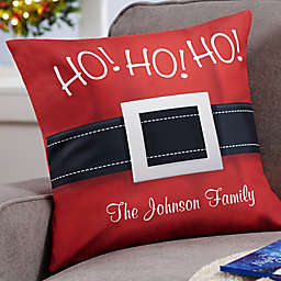 Personalized HO! HO! HO! Santa Belt 18-Inch Throw Pillow