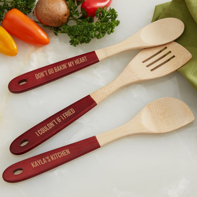 Personalized Kitchen Expressions RedHandled Bamboo Utensils Bed Bath