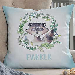 Woodland Raccoon Personalized 14-Inch Throw Pillow