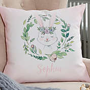 Woodland Floral Bunny Personalized Throw Pillow