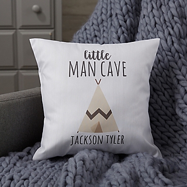 Personalized Woodland Adventure Teepee Baby Throw Pillow. View a larger version of this product image.