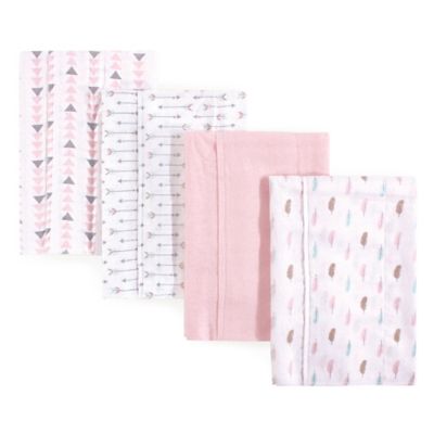 Luvable Friends&reg; 4-Pack Feather Burp Cloth Set in Pink
