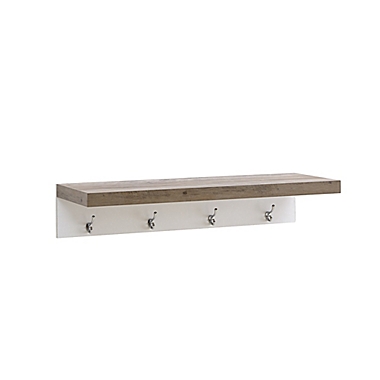 Danya B.&trade; Wall-Mounted Coat Rack with Shelf in Grey Oak/White. View a larger version of this product image.