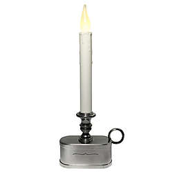 Brite Star 10-Inch LED Flickering Flame Warm White Candle with Pewter Base