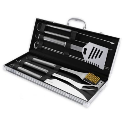 Details about   BBQ Grill Tools Set 7PCS Stainless Steel Grilling Utensils Barbecue Accessories 