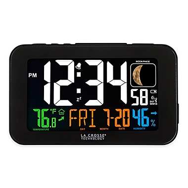 La Crosse Technology Atomic Color LCD Alarm Clock in Black. View a larger version of this product image.