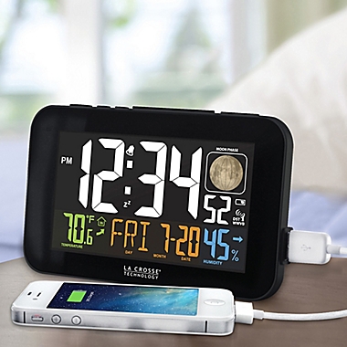La Crosse Technology Atomic Color LCD Alarm Clock in Black. View a larger version of this product image.