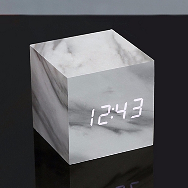 Gingko&reg; Cube Click Alarm Clock in Marble. View a larger version of this product image.