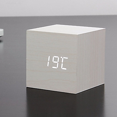 Gingko&reg; Cube Click Alarm Clock in White. View a larger version of this product image.