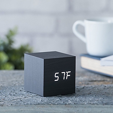 Gingko&reg; Cube Click Alarm Clock in Black/White. View a larger version of this product image.