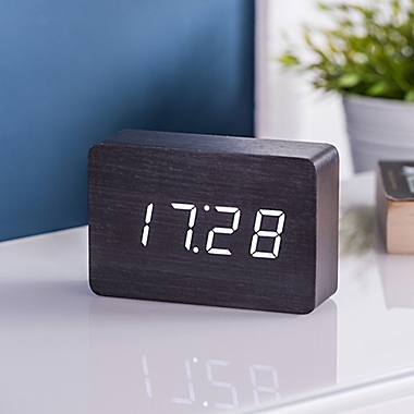 Gingko&reg; Brick Click Alarm Clock in Black/White. View a larger version of this product image.