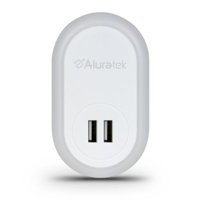Aluratek Dual USB Charging Port LED Nightlights in White (Set of 2)