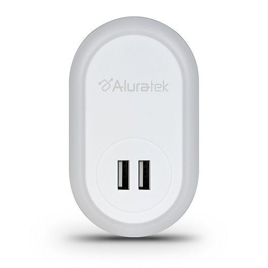 Alternate image 1 for Aluratek Dual USB Charging Port LED Nightlights in White (Set of 2)