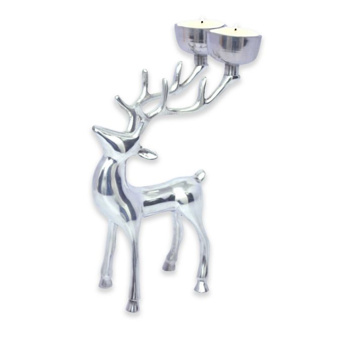 8 5 Inch Reindeer Tealight Candle Holder In Silver Bed Bath Beyond