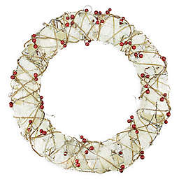 Burlap & Berry Rattan 18-Inch Pre-Lit Christmas Wreath