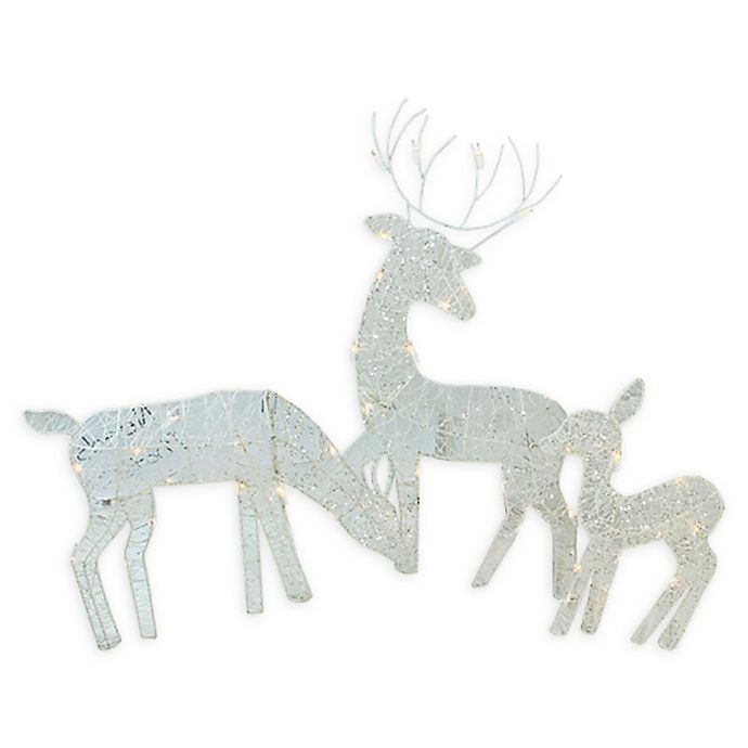 Northlight White Doe Fawn And Reindeer Lawn Decoration Set Of 3