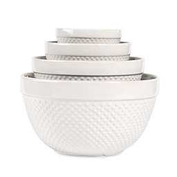 Tabletops Gallery Hobnail White 4-Piece Mixing Bowl Set
