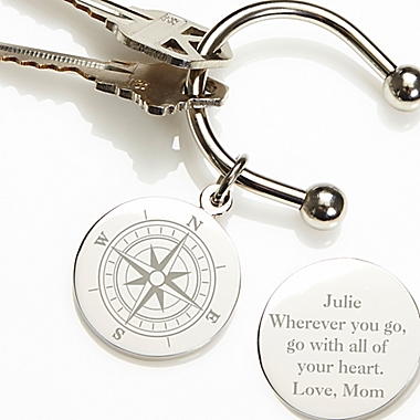 Compass Inspired Silver-Plated Keyring. View a larger version of this product image.