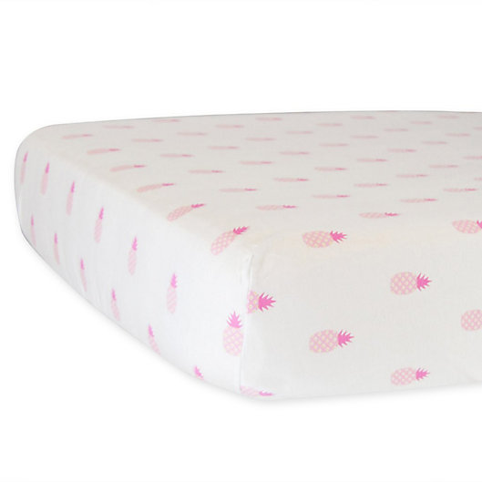 Alternate image 1 for Hello Spud Pineapples Organic Cotton Fitted Mini Crib Sheet in Pink