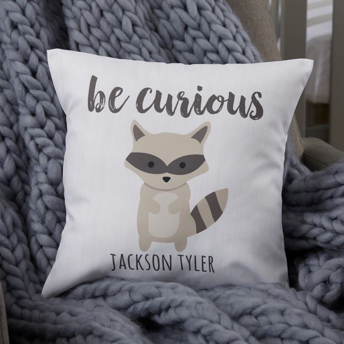 Woodland Adventure Raccoon Personalized Baby Throw Pillow buybuy BABY