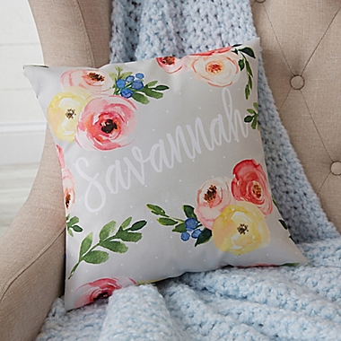Floral Baby Personalized Throw Pillow. View a larger version of this product image.