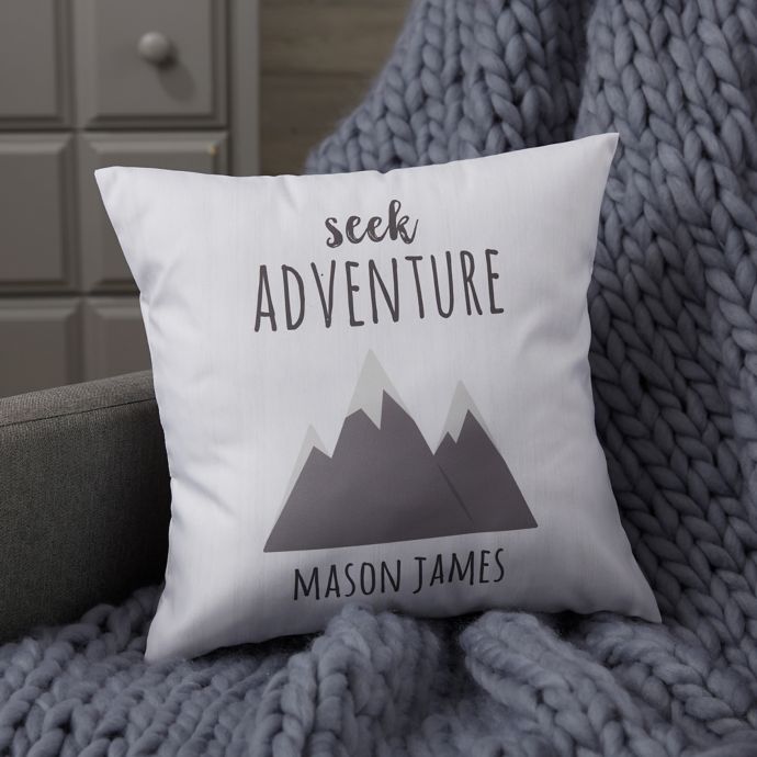 Personalized Woodland Adventure Mountains Baby Throw Pillow