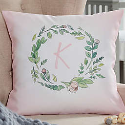 Woodland Floral Initial Personalized 14-Inch Throw Pillow