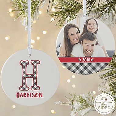 Farmhouse Christmas Monogram Personalized Ornament. View a larger version of this product image.