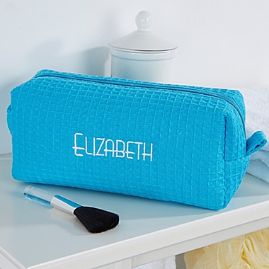 Embroidered Aqua Make-up Bag- Name. View a larger version of this product image.