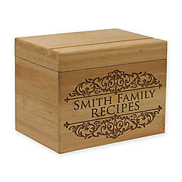 Regal Scroll Inscription Bamboo Recipe Box