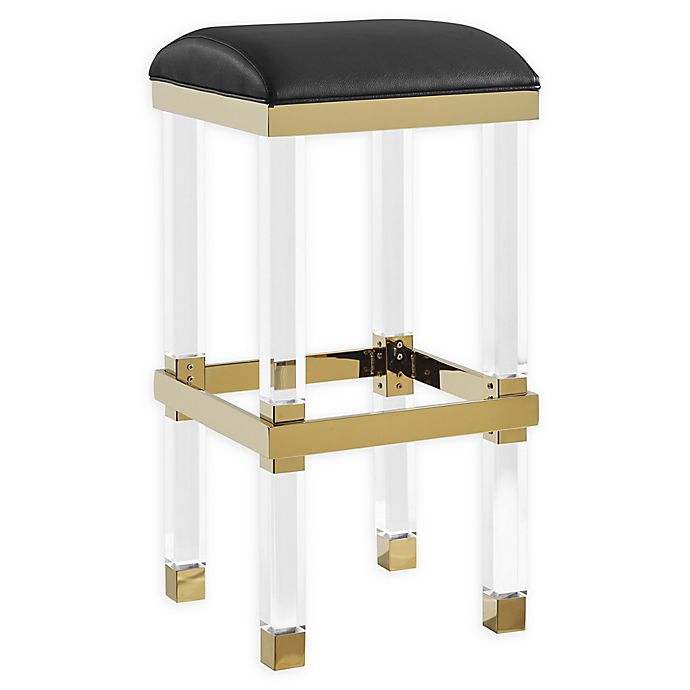Radnor Upholstered Acrylic Barstool, Silver Orchid Vanity Stool