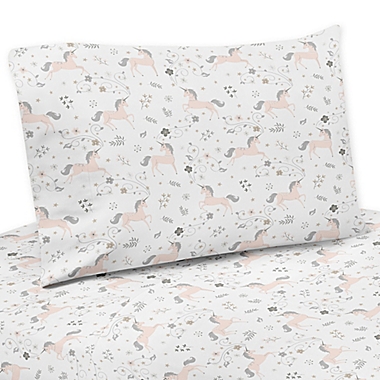 Sweet Jojo Designs Unicorn Queen Sheet Set in Pink. View a larger version of this product image.