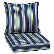 Aurora Stripe 2-Piece Outdoor Deep Seat Cushion Set in Sapphire