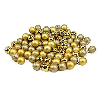 96-Count 4-Finish Christmas Ball Ornaments in Gold. View a larger version of this product image.